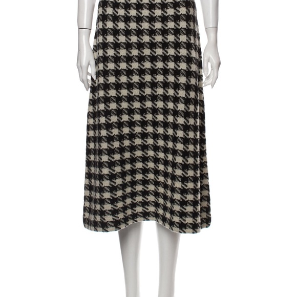 Gucci Black and Cream Houndstooth Midi Skirt